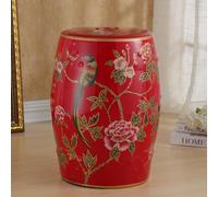 Tabouret de jardin chinois en céramique - Motif fleurs et oiseaux - Taille unique