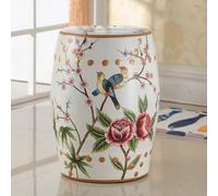 Tabouret de jardin chinois en céramique - Motif fleurs et oiseaux - Taille unique