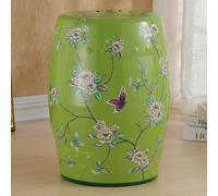 Tabouret de jardin chinois en céramique - Motif fleurs et oiseaux - Taille unique