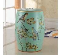 Tabouret de jardin chinois en céramique - Motif fleurs et oiseaux - Taille unique