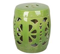 Tabouret de Jardin Creux en céramique, Grand Format, Structure cylindrique décorative et émaillée, Ornement Multifonctionnel pour Salon, canapé, Bureau, Table de Chevet (Vert)