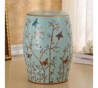 Tabouret de Jardin décoratif Chinois, Tabouret en céramique en Forme de Tambour, Tabouret Rond pour entrée, étagère à Fleurs avec décor en émaux, idéal pour Salon et Couloir.(Q)