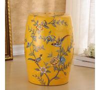 Tabouret de Jardin décoratif Chinois, Tabouret en céramique en Forme de Tambour, Tabouret Rond pour entrée, étagère à Fleurs avec décor en émaux, idéal pour Salon et Couloir.(P)