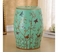Tabouret de Jardin décoratif Chinois, Tabouret en céramique en Forme de Tambour, Tabouret Rond pour entrée, étagère à Fleurs avec décor en émaux, idéal pour Salon et Couloir.(R)