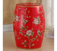 Tabouret de Jardin décoratif Chinois, Tabouret en céramique en Forme de Tambour, Tabouret Rond pour entrée, étagère à Fleurs avec décor en émaux, idéal pour Salon et Couloir.(W)