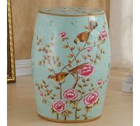Tabouret de Jardin décoratif Chinois, Tabouret en céramique en Forme de Tambour, Tabouret Rond pour entrée, étagère à Fleurs avec décor en émaux, idéal pour Salon et Couloir.(A)