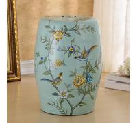 Tabouret de Jardin décoratif Chinois, Tabouret en céramique en Forme de Tambour, Tabouret Rond pour entrée, étagère à Fleurs avec décor en émaux, idéal pour Salon et Couloir.(O)