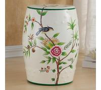 Tabouret de Jardin décoratif Chinois, Tabouret en céramique en Forme de Tambour, Tabouret Rond pour entrée, étagère à Fleurs avec décor en émaux, idéal pour Salon et Couloir.(F)