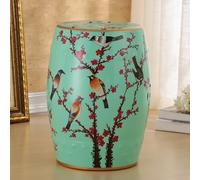 Tabouret de Jardin décoratif Chinois, Tabouret en céramique en Forme de Tambour, Tabouret Rond pour entrée, étagère à Fleurs avec décor en émaux, idéal pour Salon et Couloir.(K)