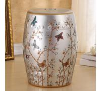 Tabouret de Jardin décoratif Chinois, Tabouret en céramique en Forme de Tambour, Tabouret Rond pour entrée, étagère à Fleurs avec décor en émaux, idéal pour Salon et Couloir.(S)