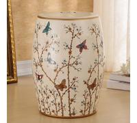 Tabouret de Jardin décoratif Chinois, Tabouret en céramique en Forme de Tambour, Tabouret Rond pour entrée, étagère à Fleurs avec décor en émaux, idéal pour Salon et Couloir.(T)