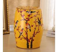 Tabouret de Jardin décoratif Chinois, Tabouret en céramique en Forme de Tambour, Tabouret Rond pour entrée, étagère à Fleurs avec décor en émaux, idéal pour Salon et Couloir.(J)