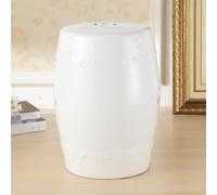 Tabouret de Jardin décoratif Chinois, Tabouret en céramique en Forme de Tambour, Tabouret Rond pour entrée, étagère à Fleurs avec décor en émaux, idéal pour Salon et Couloir.(White)