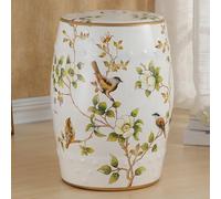 Tabouret de Jardin décoratif Chinois, Tabouret en céramique en Forme de Tambour, Tabouret Rond pour entrée, étagère à Fleurs avec décor en émaux, idéal pour Salon et Couloir.(Z)