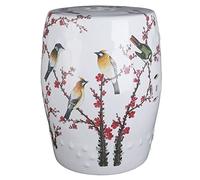 Tabouret de jardin décoratif en céramique avec fleur émaillée vintage et oiseau creux pour changer de chaussures