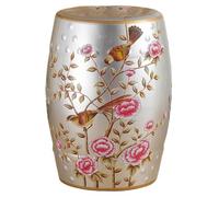 Tabouret de Jardin décoratif en céramique Florale, Pouf en Porcelaine émaillée, Table d'appoint Ronde Vintage, Table Basse d'intérieur et d'extérieur, Table d'appoint Polyvalente pour Plantes de salo