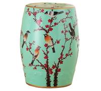 Tabouret de Jardin décoratif en céramique Florale, Pouf en Porcelaine émaillée, Table d'appoint Ronde Vintage, Table Basse d'intérieur et d'extérieur, Table d'appoint Polyvalente pour Plantes de salo