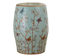 Tabouret de Jardin décoratif en céramique Florale, Pouf en Porcelaine émaillée, Table d'appoint Ronde Vintage, Table Basse d'intérieur et d'extérieur, Table d'appoint Polyvalente pour Plantes de salo