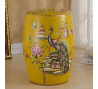 Tabouret de Jardin décoratif en céramique, Style Chinois, Motif Fleurs et Oiseaux, pour terrasse, Patio, Chalet (Jaune)