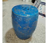 Tabouret de jardin décoratif en céramique, tabouret tambour chinois émaillé avec motif double dragon doré, idéal pour la décoration intérieure et extérieure, accent unique de la maison