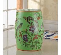 Tabouret de jardin en céramique, style tambour chinois décoratif avec motif fleur et oiseau, accent extérieur unique pour jardins, patios et espaces intérieurs