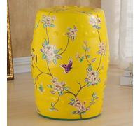 Tabouret de jardin en céramique, style tambour chinois décoratif avec motif fleur et oiseau, accent extérieur unique pour jardins, patios et espaces intérieurs
