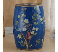 Tabouret de jardin en céramique, style tambour chinois décoratif avec motif fleur et oiseau, accent extérieur unique pour jardins, patios et espaces intérieurs