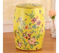 Tabouret de jardin en céramique, style tambour chinois décoratif avec motif fleur et oiseau, accent extérieur unique pour jardins, patios et espaces intérieurs