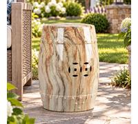 Tabouret De Jardin En Céramique, Table D’Appoint En Forme De Tambour | Accent Décoratif Brillant Pour Terrasse, Salon Et Entrée, Porte-Plante Ou Siège D’Appoint(F)