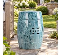 Tabouret De Jardin En Céramique, Table D’Appoint En Forme De Tambour | Accent Décoratif Brillant Pour Terrasse, Salon Et Entrée, Porte-Plante Ou Siège D’Appoint(A)