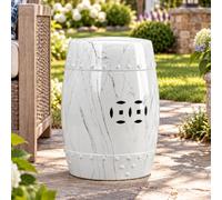 Tabouret De Jardin En Céramique, Table D’Appoint En Forme De Tambour | Accent Décoratif Brillant Pour Terrasse, Salon Et Entrée, Porte-Plante Ou Siège D’Appoint(C)
