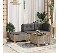Tabouret de Jardin et Coussin Gris 63,5x56x32 cm résine tressée, Meubles, Mobilier de Jardin, Poufs d'extérieur, Gris, (Poids 7.6KG)