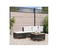 Tabouret de jardin et coussin noir 63,5x56x32 cm résine tressée, siège de jardin, sièges d'extérieur, tabouret cube, 365932