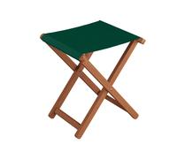 Tabouret de jardin pliable, bois foncé avec tissu vert