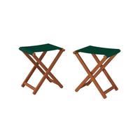 Tabouret de jardin pliable, bois foncé avec tissu vert V-10-216-04 [double]