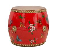 Tabouret de jardin, tambour en bois de style chinoiserie, table d'appoint intérieur/extérieur, support pour plantes, repose-pieds décoratif pour salon, terrasse, chambre à coucher