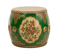 Tabouret de jardin, tambour en bois de style chinoiserie, table d'appoint intérieur/extérieur, support pour plantes, repose-pieds décoratif pour salon, terrasse, chambre à coucher