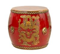 Tabouret de jardin, tambour en bois de style chinoiserie, table d'appoint intérieur/extérieur, support pour plantes, repose-pieds décoratif pour salon, terrasse, chambre à coucher