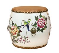 Tabouret de jardin, tambour en bois de style chinoiserie, table d'appoint intérieur/extérieur, support pour plantes, repose-pieds décoratif pour salon, terrasse, chambre à coucher