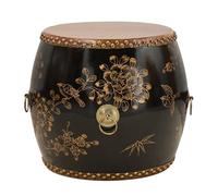 Tabouret de jardin, tambour en bois de style chinoiserie, table d'appoint intérieur/extérieur, support pour plantes, repose-pieds décoratif pour salon, terrasse, chambre à coucher