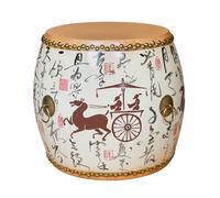 Tabouret de jardin, tambour en bois de style chinoiserie, table d'appoint intérieur/extérieur, support pour plantes, repose-pieds décoratif pour salon, terrasse, chambre à coucher