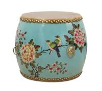 Tabouret de jardin, tambour en bois de style chinoiserie, table d'appoint intérieur/extérieur, support pour plantes, repose-pieds décoratif pour salon, terrasse, chambre à coucher