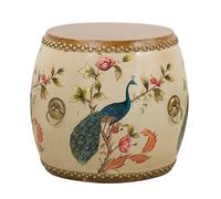 Tabouret de jardin, tambour en bois de style chinoiserie, table d'appoint intérieur/extérieur, support pour plantes, repose-pieds décoratif pour salon, terrasse, chambre à coucher