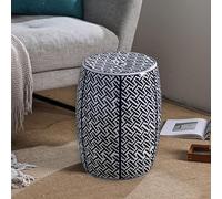 Tabouret de jardin tambour en céramique, table d'appoint d'intérieur en tonneau, table d'appoint de style chinois, support pour plantes pour salle de bain, chambre, terrasse, porche