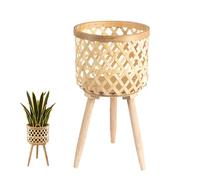 Tabouret de jardinière tressé en Bambou - Grand Tabouret de Fleurs, Pot de d'intérieur | Rustique avec Panier tissé, de pour décoration de Salon