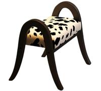 Tabouret de luxe de style milieu du siècle - Chaise d'appoint en bois massif au design créatif avec rembourrage doux, repose-pieds ottoman - Convient pour la chambre, l'entrée ou l Black C 60*40*50cm