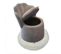 Tabouret de maquillage avec dossier en forme de pétale, siège de rangement mobile, tapis inclus, disponible en trois couleurs - Élégant et fonctionnel pour les espaces de beauté