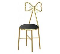 Tabouret de maquillage avec dossier papillon pour filles - Élégante chaise de coiffeuse en cuir synthétique et velours, gris foncé, parfait pour la chambre à coucher et les espaces créatifs