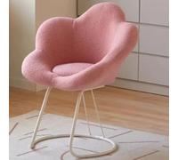 Tabouret de maquillage avec dossier rembourré, design créatif avec dossier en forme de pétales de fleurs, pieds en métal pour salon et chambre à coucher