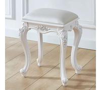 Tabouret de maquillage baroque - Chaise de coiffeuse rembourrée avec pieds sculptés en ABS - Siège cosmétique rétro - Capacité de charge de 110 kg - Design élégant blanc - Pieds argentés